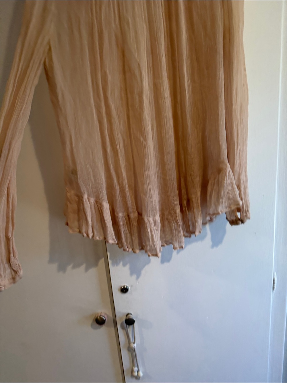 Free People sheer nude Peach Crinkle chiffon Button-Down Blouse - Picture 4 of 5